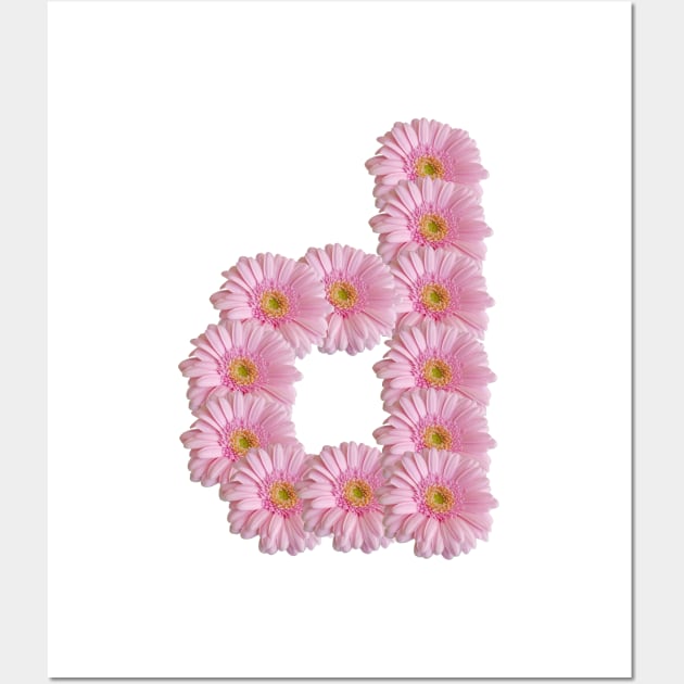 Letter d Pink Gerbera Daisy Wall Art by ellenhenryart